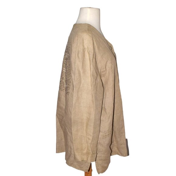 Vintage J.Jill Linen Embroidered Button Front Tunic Top - Picture 2 of 8